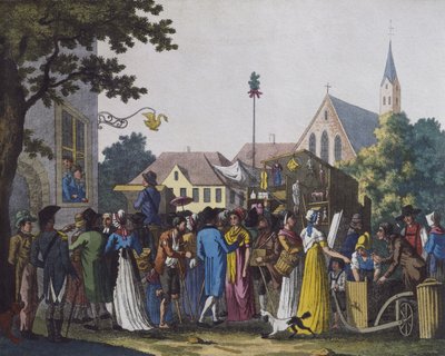 Marché, 1810 (gravure en couleur) - J. B. Wunder